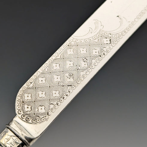 Antique British silver plate dessert cutlery set of 6, circa 1865